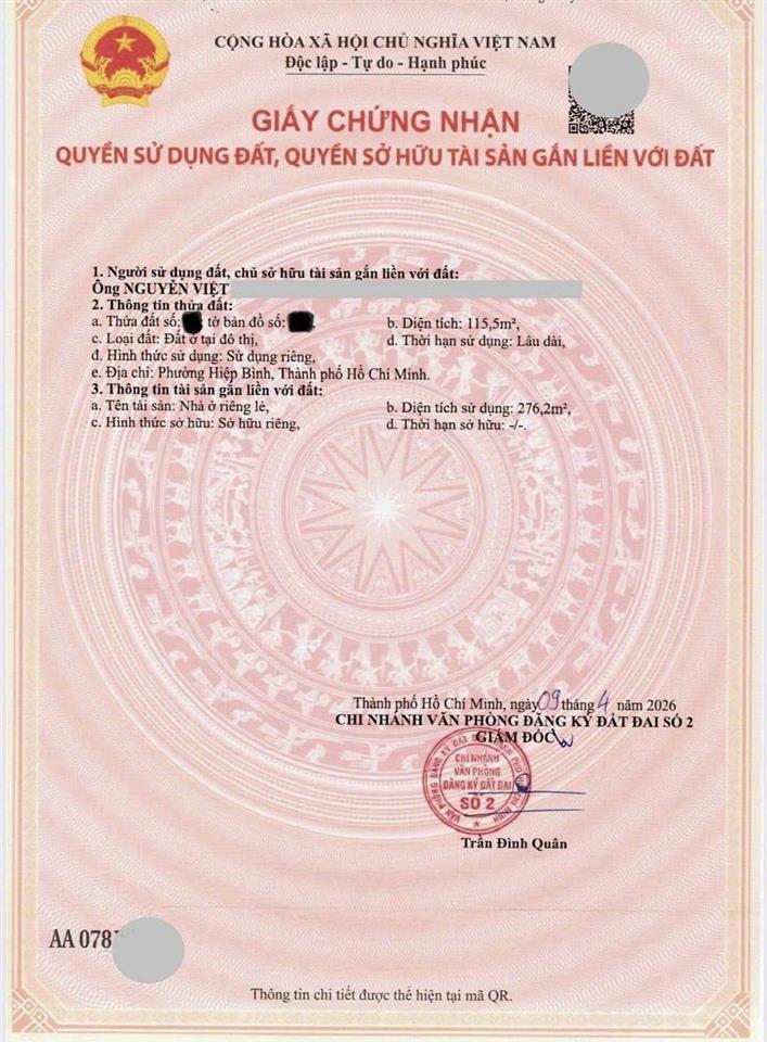 Bán biệt thự mặt tiền đường số 8, phường hiệp bình (hiệp bình chánh cũ, gần gigamall phạm văn đồng)