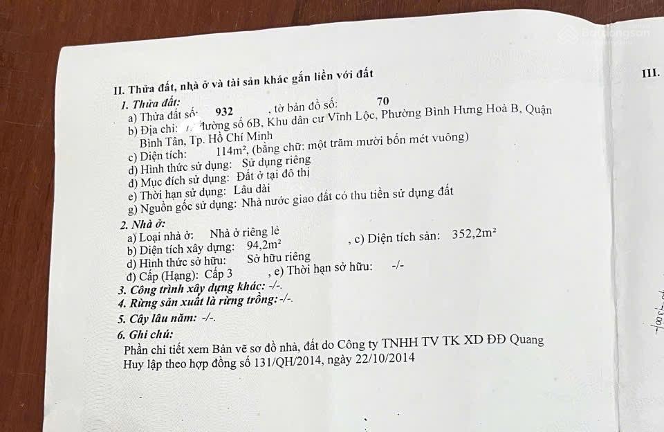 Bán nhà 6mx19m, khu dân cư vĩnh lộc, bình hưng hoà b, bình tân ( phường bình tân)