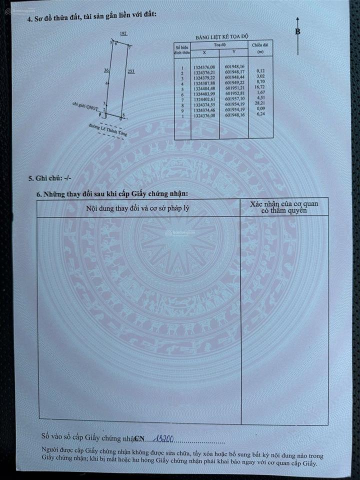 Bán đất tại đường lê thánh tông,bắc cam ranh,khánh hoà.giá 5,2 tỷ, có 175,9 m2, view đẹp, giá tốt.