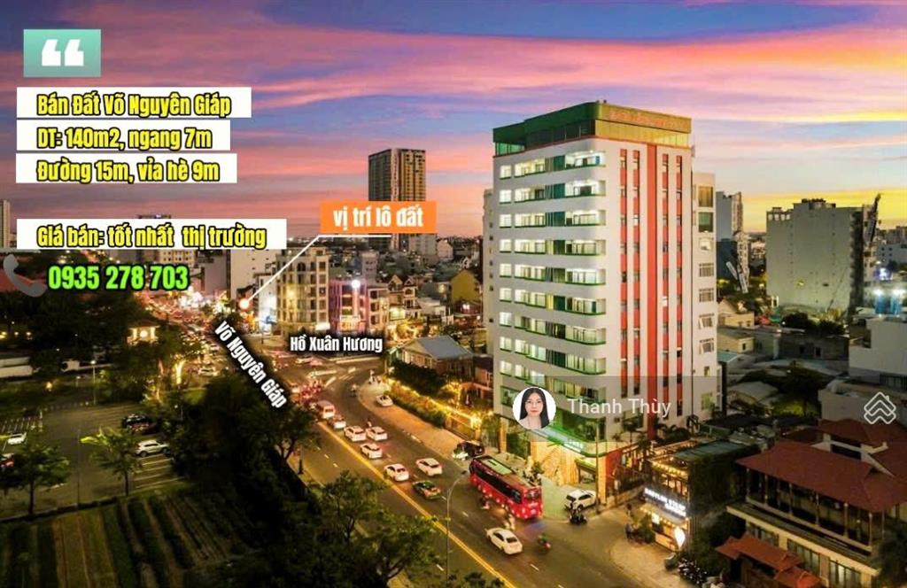 Võ nguyên giáp, view biển mỹ khê, sót lại 1 lô đất giá tốt nhất thị trường, dt 140m2, ngang 7m