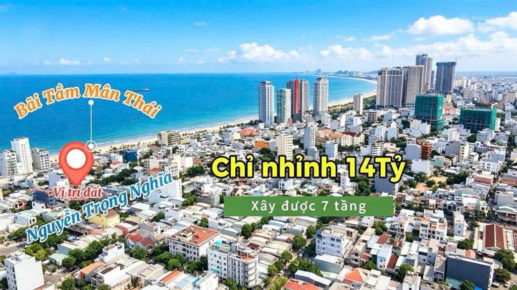 Bán đất nguyễn trọng nghĩa, dt 115m2, ngang 5m, sát biển mân thái, giá nhỉnh 100tr/m2