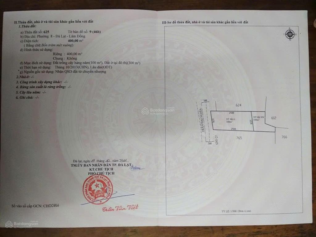 Đất ngay trung tâm đà lạt sẵn thổ cư