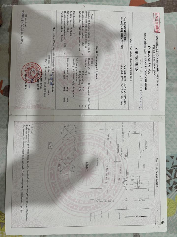 Bán nhà chính chủ khu vực phường bình trị đông, (quận bình tân)