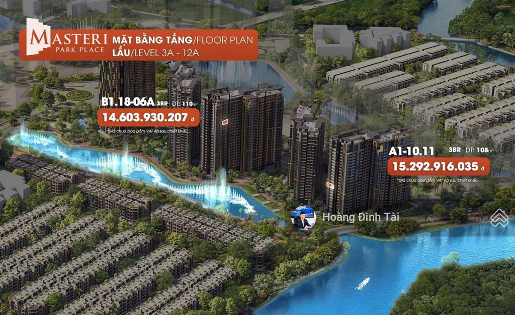 Hàng hiếm 3pn 110m2 view trực diện nhạc nước masteri park palce giá full chiết khấu cđt