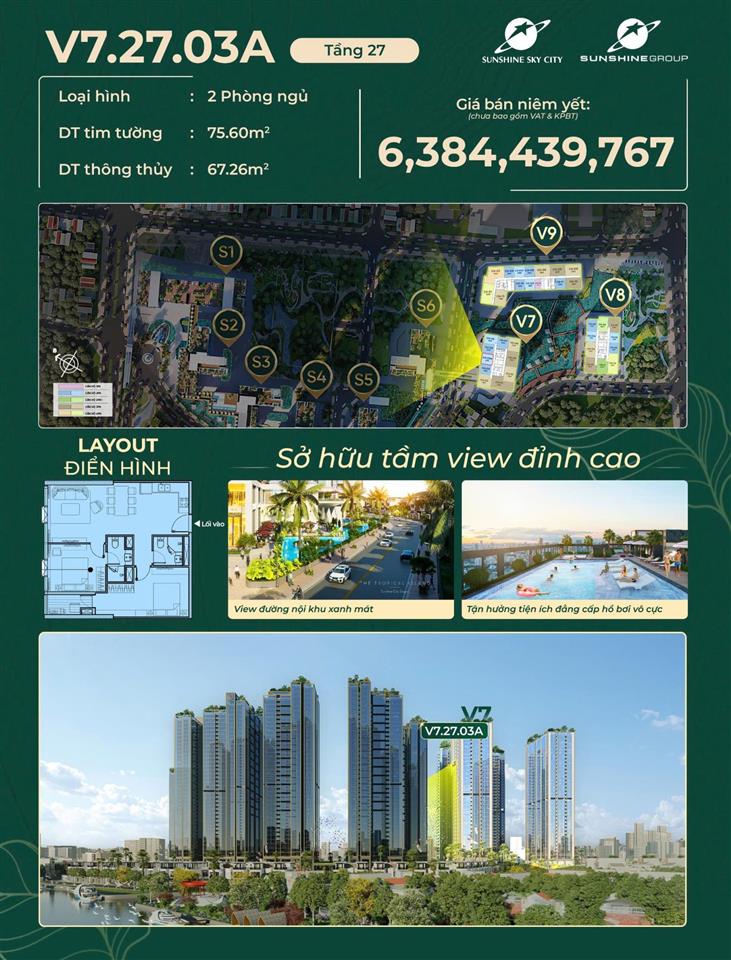 Bán căn hộ hạng sang sunshine sky city phú mỹ hưng trực tiếp từ cđt, thanh toán chỉ 1.6tỷ