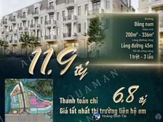 Shophouse aqua city 2 mặt tiền đường lớn 45m, xây 1 trệt, 3 lầu giá chỉ 11.9 tỷ