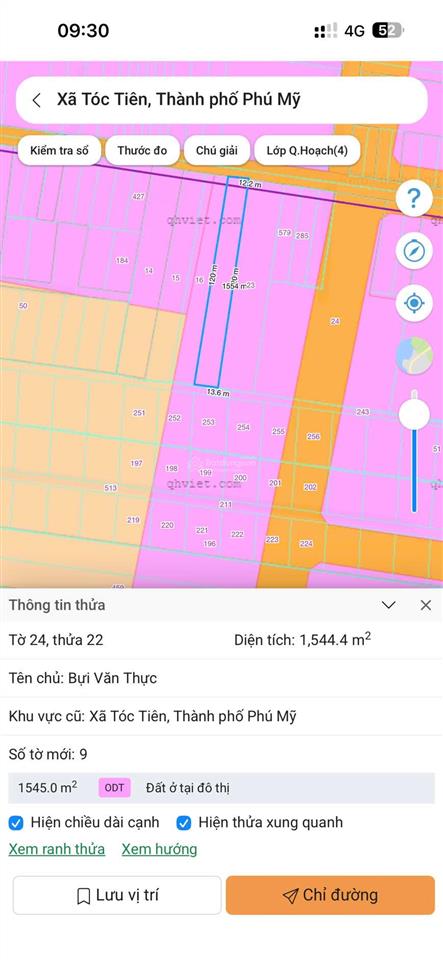 Cần bán đất mt đường mỹ xuân tóc tiên dt 1545m2 có thổ cư giá 4,8 tỷ,  0908 156 *** chính chủ