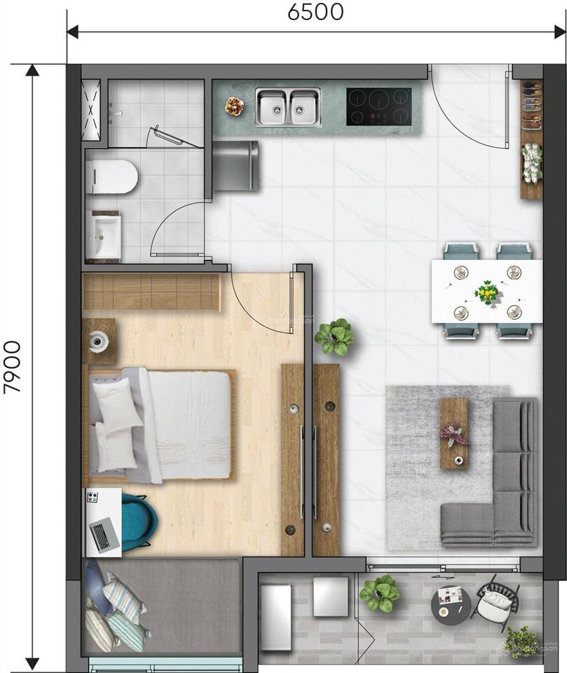 Cần bán căn hộ daqua 1pn view đông nam