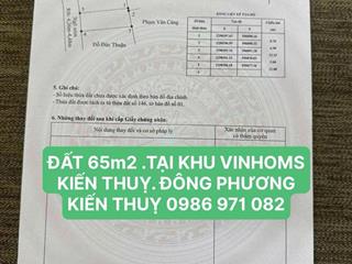 Chính chủ lô đất 65.8 m2 tại khu vinhomes dương kinh ,kiến thụy hp