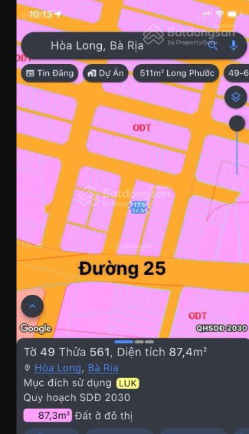 Bán lô đất lan anh 5, hòa long, tp. bà rịa, cách đường 25 chỉ 30m gần quốc lộ 56, kcn sonadezi