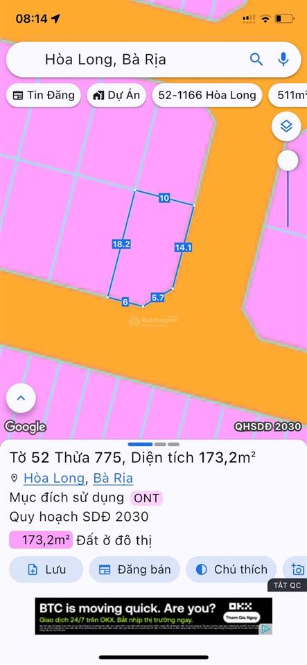 Bán lô góc 2 mặt tiền phường tam long, tp.hcm cách trường đh sài gòn 10 phút . diện tích 10x18.2