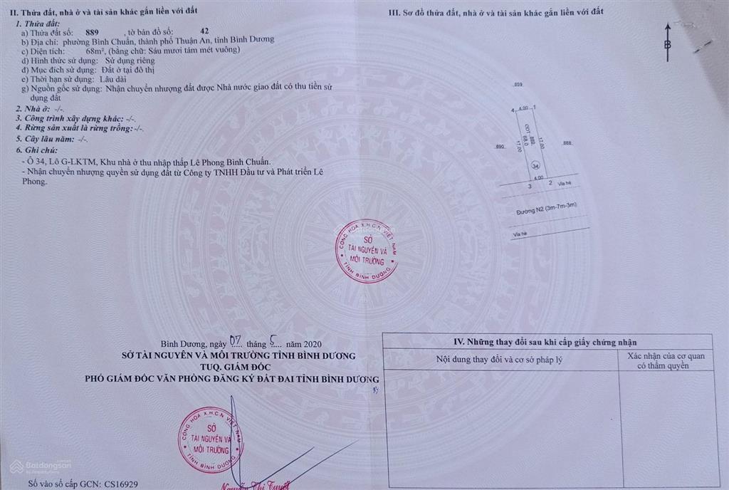 Bán đất nền dự án lô g34, khu dân cư lê phong, thành phố thuận an, bình dương (hcm), 3,3 tỷ, 68m2
