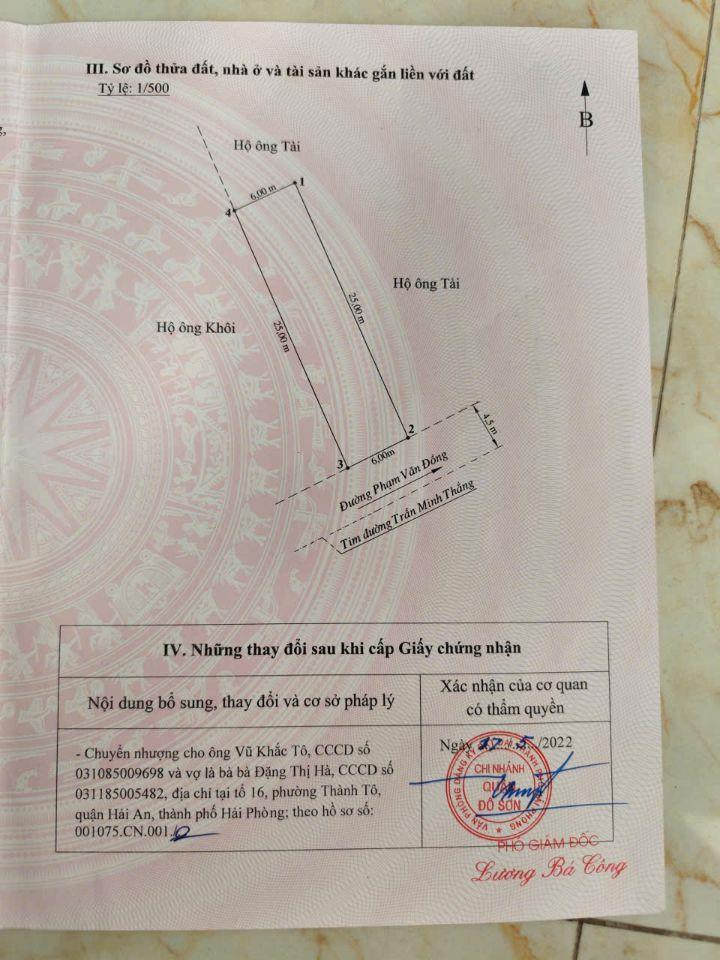 ❌❌Siêu Phẩm mặt đường Trần Minh Thắng, Hợp Đức, Đồ Sơn, Hải Phòng 150m