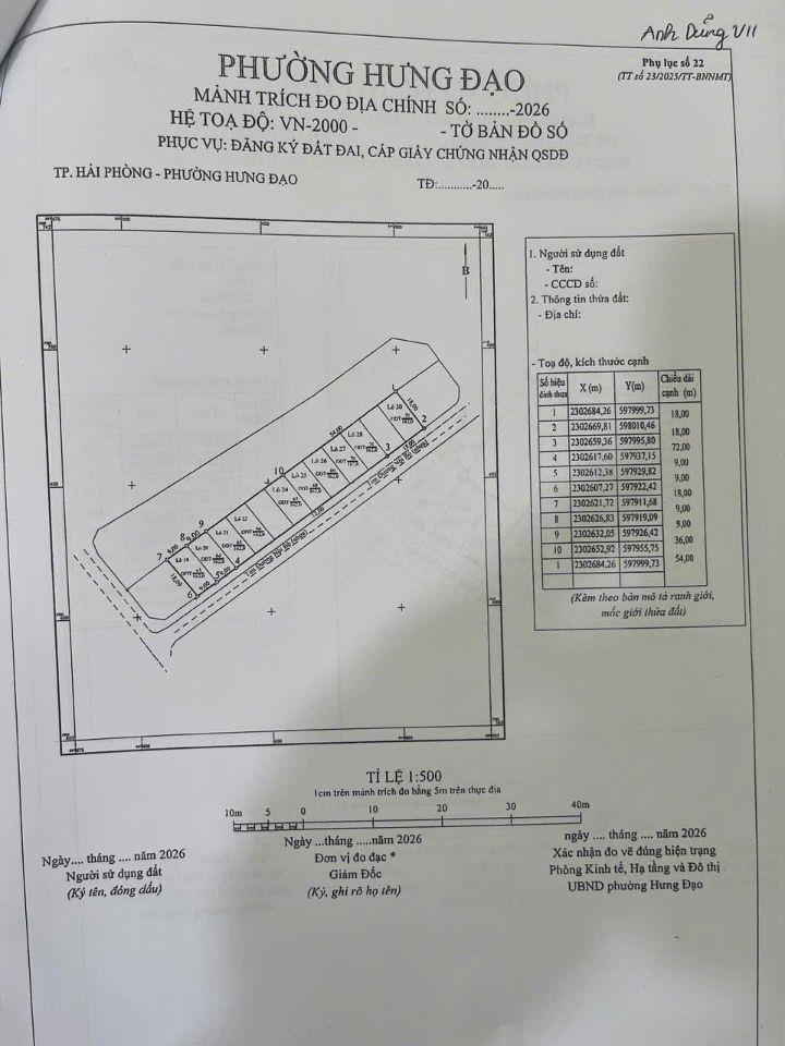 ❌❌Tháng 5/2026 sẽ có phiên đấu giá QSDĐ tại Hưng Đạo, Dương Kinh, Hải phòng.
