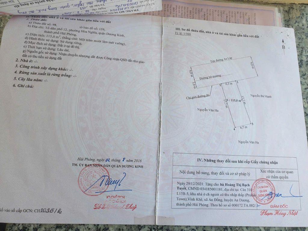 🆘🆘Siêu phẩm lô góc mặt đường nhựa Hòa Nghĩa, Dương Kinh, Hải Phòng 115m