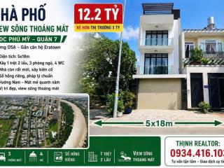 Giảm 1 tỷ chính chủ bán gấp nhà phố 5 x 18m, trệt 2 lầu, tđc phú mỹ view sông, sổ hồng riêng