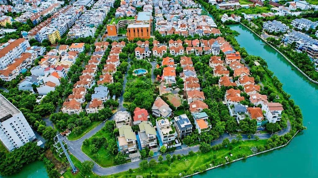 Ngộp ngân hàng bán nam phú villas trần trọng cung, biệt thự góc đơn lập góc view sông, ib giá tốt