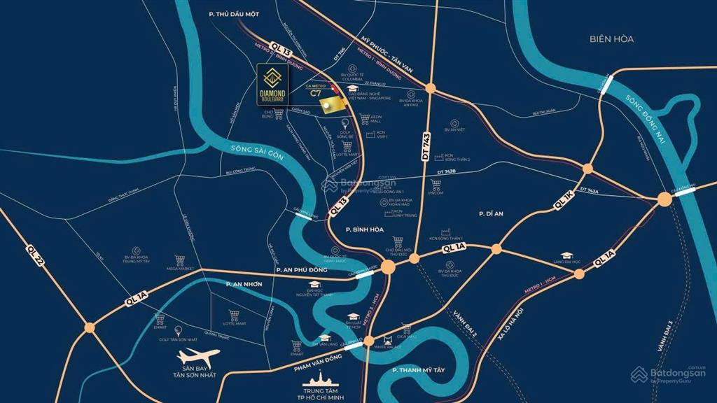 Căn hộ diamond boulevard mặt tiền ql13, đối diện aeon mall  căn2pn 2 tỷ, bàn giao full nội thất