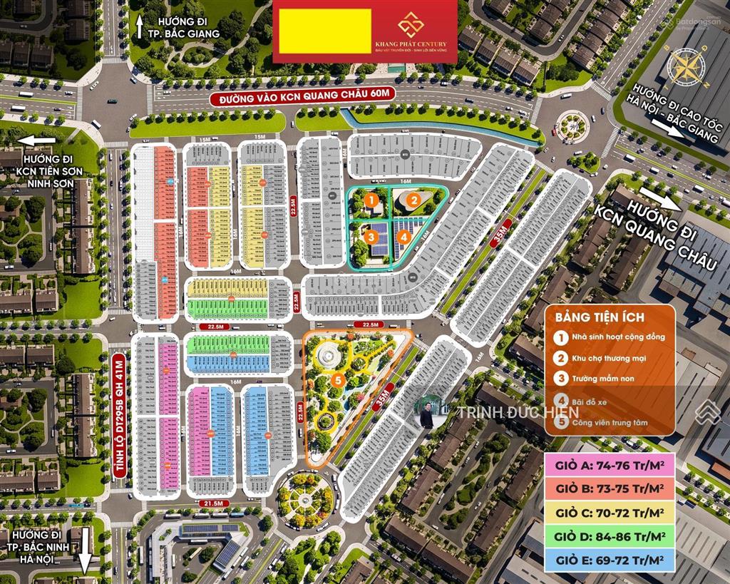 Bán đất nền sổ đỏ dự án khang phát century việt yên bắc ninh giá cdt,chiết khấu cao nhất thị trường