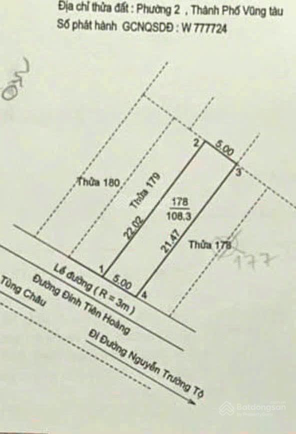 Bán đất mặt tiền đinh tiên hoàng p. 2 tp. vũng tàu vị trí đẹp gần khu du lịch biển bãi trước tp. vt