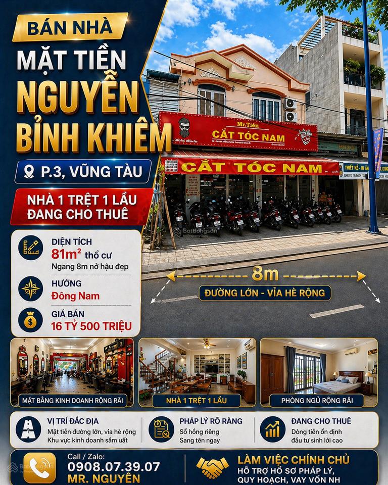 Bán nhà mặt tiền kinh doanh với bề ngang 8m siêu đẹp tại nguyễn bỉnh khiêm p. 3 tp. vũng tàu