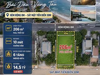 Bán lô đất sát biển trần phú bãi dâu vũng tàu hẻm rộng 8 mét sát mặt tiền biển 30 mét