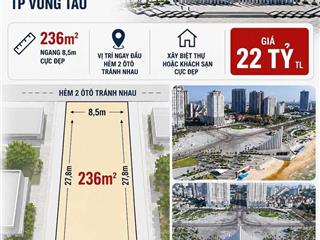 Bán lô đất biệt thự gần tháp tam thắng và biển bãi sau tp vũng tàu 236m2 ngang 8,5m cực đẹp
