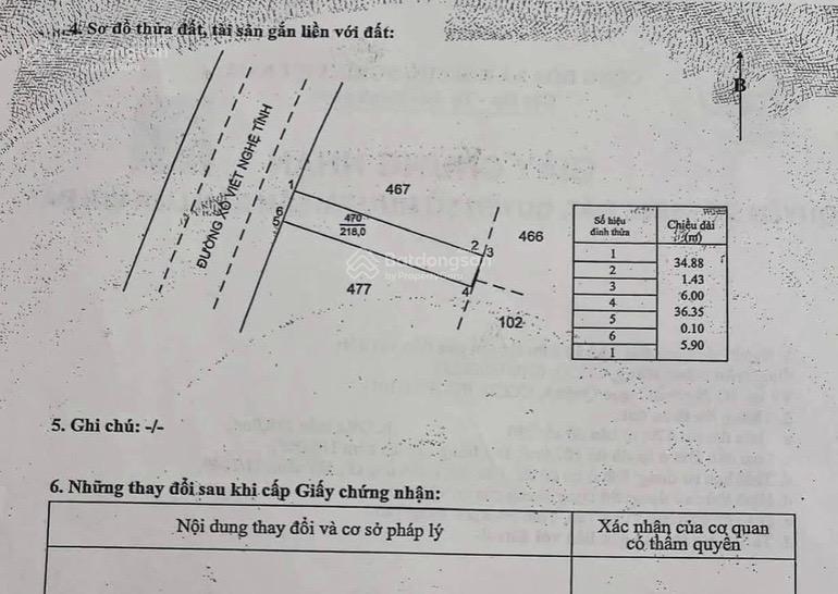 Bán đất mặt tiền 218m2(6x36) xô viết nghệ tĩnh vũng tàu giá 22,5 tỉ