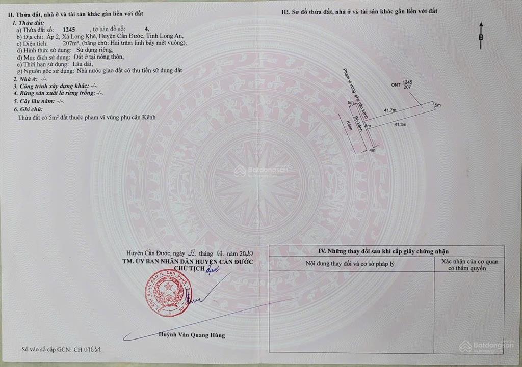 Bán đất 1000m2 tại xã long khê, cần đước, long an, giá ưu đãi 8 tỷ vnd