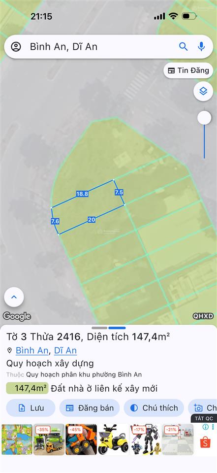 Bán gấp lô đất đường 30m trục chính tái định cư châu thới dĩ an