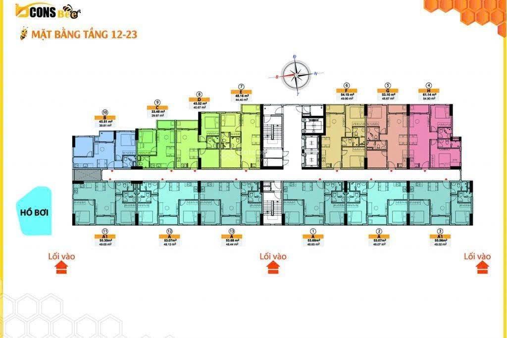 Cần bán căn góc ngoại khu full nội thất bcons bee 55m2