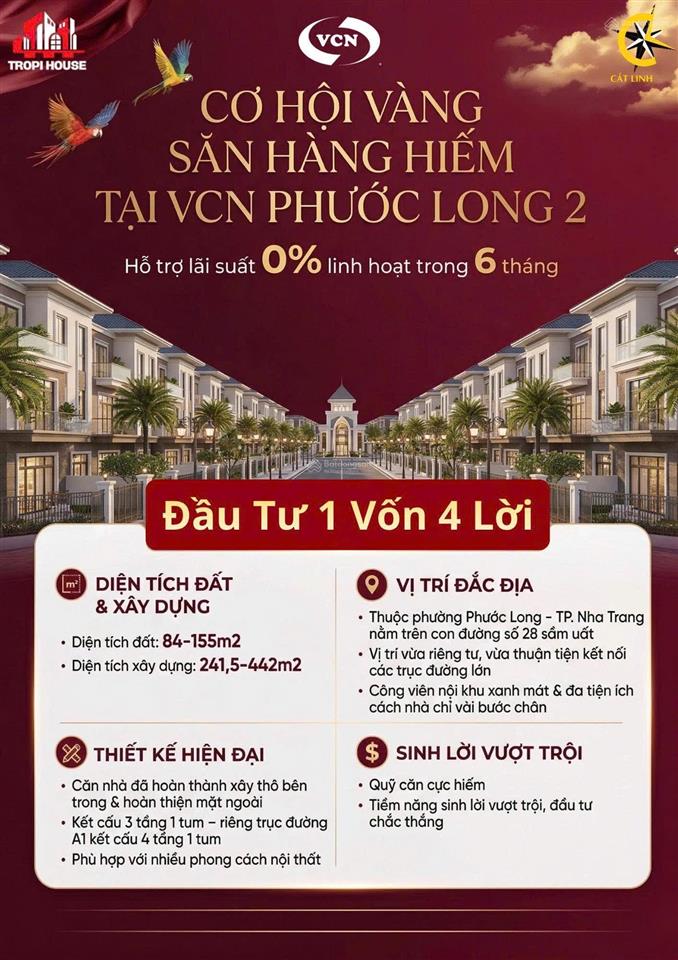 Bán nhà phố cam kết lợi nhuận có hỗ trợ vay ngân hàng tại kđt vcn phước long.  0908 208 ***