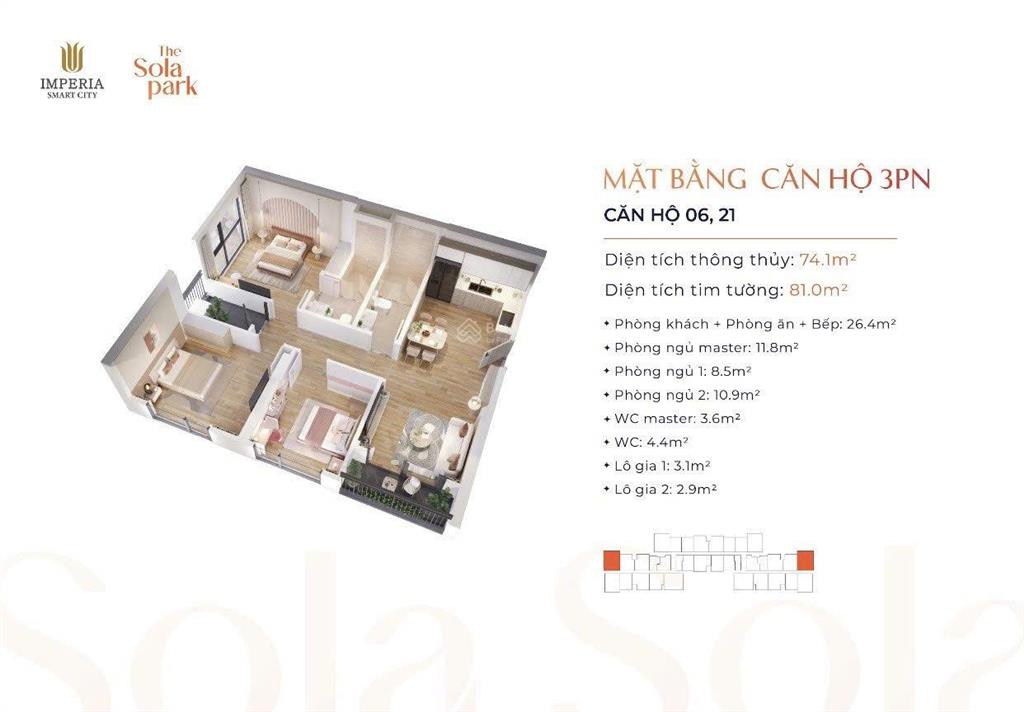 Bán căn hộ chung cư 3pn toà s2, tại imperia sola park, 5,1 tỷ, 75m2, chính chủ hot!