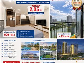 Chính chủ cần bán gấp căn studio cực rẻ tầng đẹp view thoáng tiến độ cực giãn chỉ 2,05tỷ tại paris