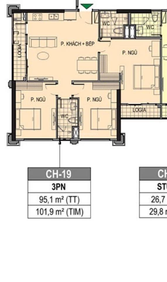 Siêu phẩm căn 3pn 95.1m2 view thành phố giá chỉ 5,757tỷ phân khu the paristầng thấp view công viên