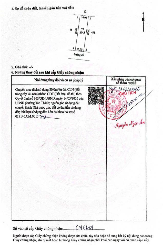 Bán gấp gấp đất tại đường hắc dịch  tóc tiên, 2,4 tỷ, 400m2