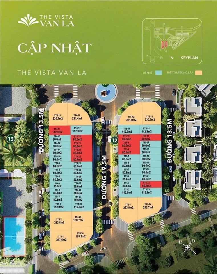 Bán liền kề vista văn la dt 66.2m2x4t, ngang 5m, vỉa hè, ô tô tránh, kinh doanh nhỉnh 15 tỷ
