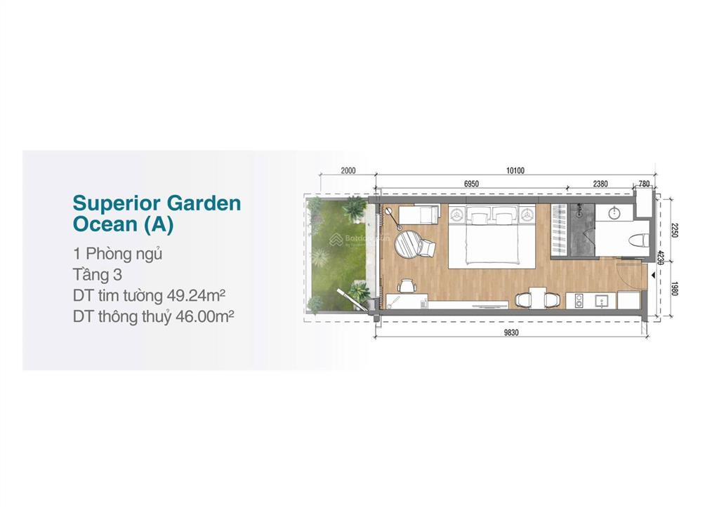 Bán căn góc 1pn sân vườn  diện tích 49m2 tháp alaric view biển sắp bàn giao.