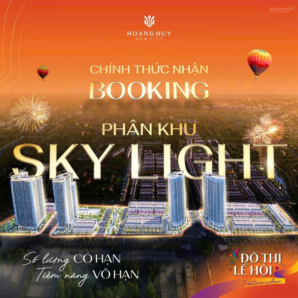 Tặng vàng 9999, ck lên tới 20% cho căn skylight đặt mua đầu tiên tại hoàng huy new city t5/2026