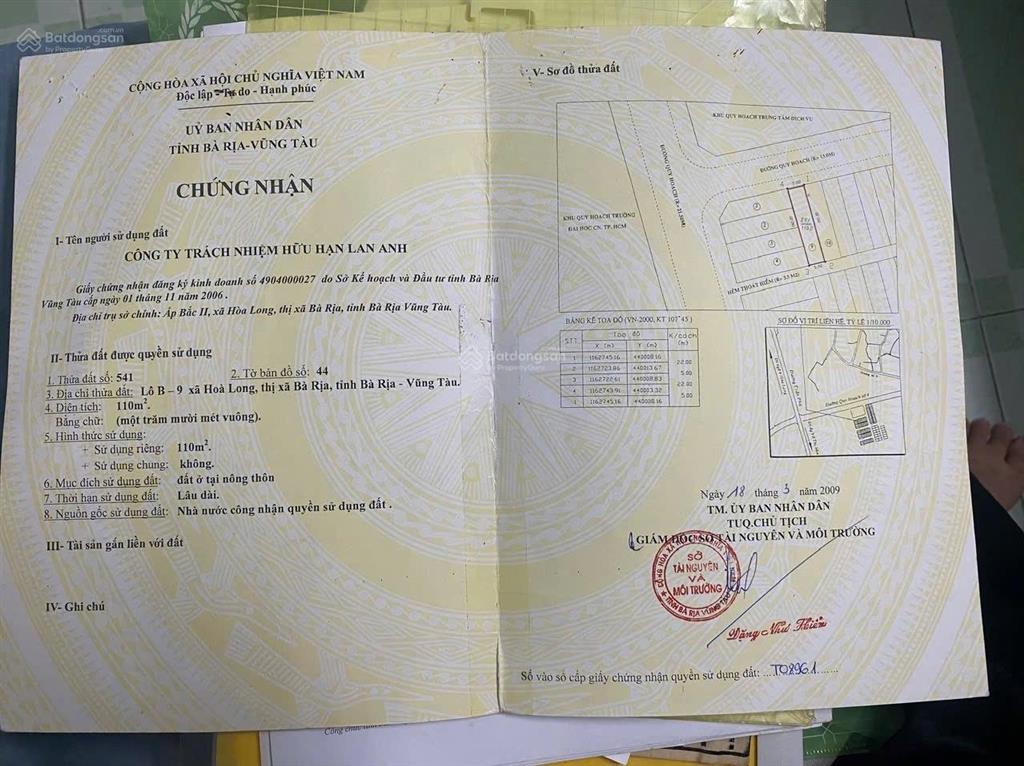 Bán đất lan anh 1 tại võ văn kiệt,phường tam long, tphcm, giá1,55 tỷ, 110 m2,thổ cư 100%.view đẹp