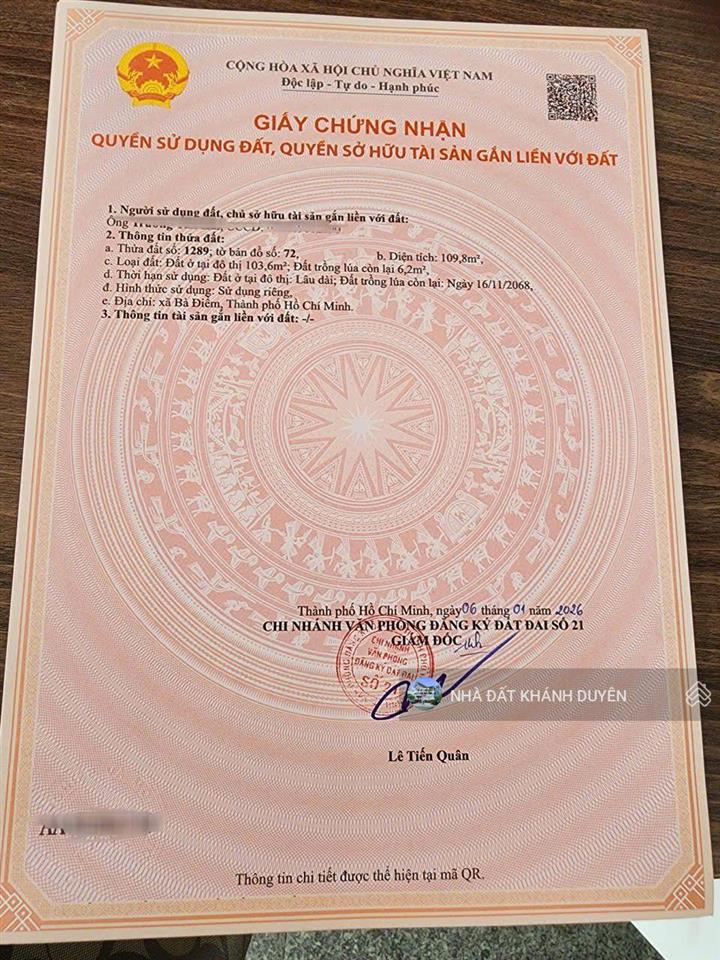 Đất 5 x 21m mặt tiền đường xtt4 , gần trường tiểu học bùi văn ngữ, xã bà điểm