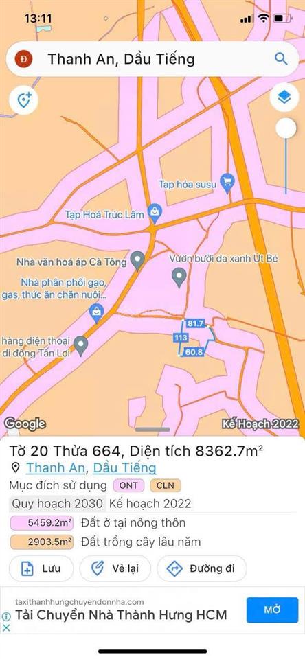 Chính chủ, giá 1.3 tỷ đường nhựa 5m, 310 m2, sẵn thổ cư, đại dự án 1.153 ha hồ cần nôm, bình dương