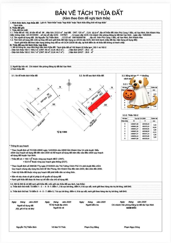 Bán đất gần trung tâm thị trấn vạn giã vạn ninh bắc vân phong diện tích 108.2m2 giá 800 triệu