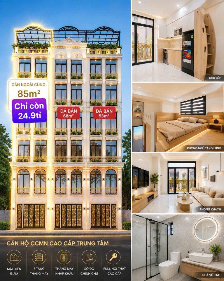 Bán tòa CHDV đường Tam Trinh 85m x7T 27 căn studio full đồ cách mặt đường ô tô tránh 15m