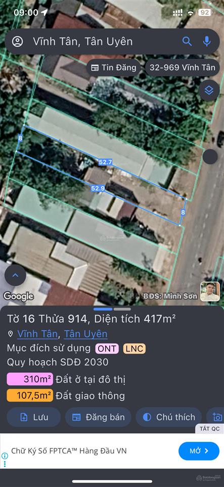 Bán lô đất mặt tiền dt742 vĩnh tân, vị trí kinh doanh buôn bán giá chỉ 7tỷ5  0916 020 ***