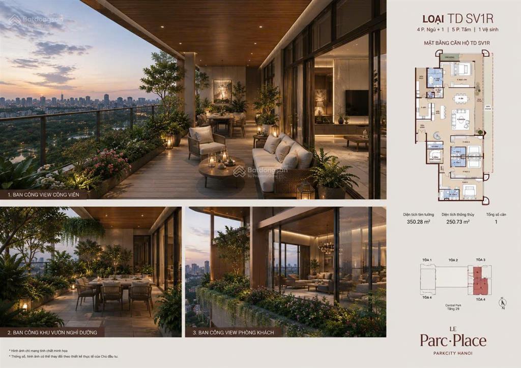 Skyvilla sân vườn 208m2, căn siêu hiếm tại le parc place