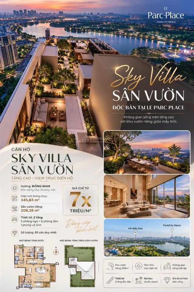 Skyvilla sân vườn 208m2, căn siêu hiếm tại le parc place