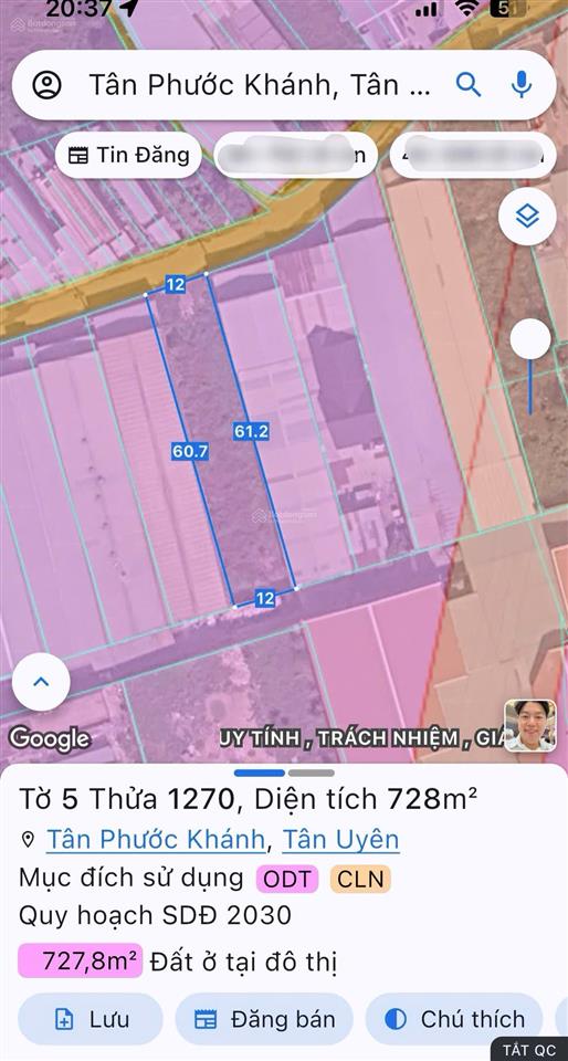 Bán 728m2 đất mặt tiền trân văn ơn tân phước khánh tân uyên gần cầu khánh vân