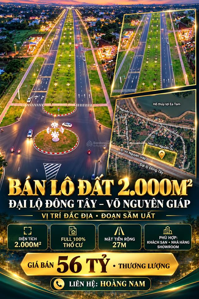 Bán lô đất 2000m2 đại lộ đông tây võ nguyên giáp