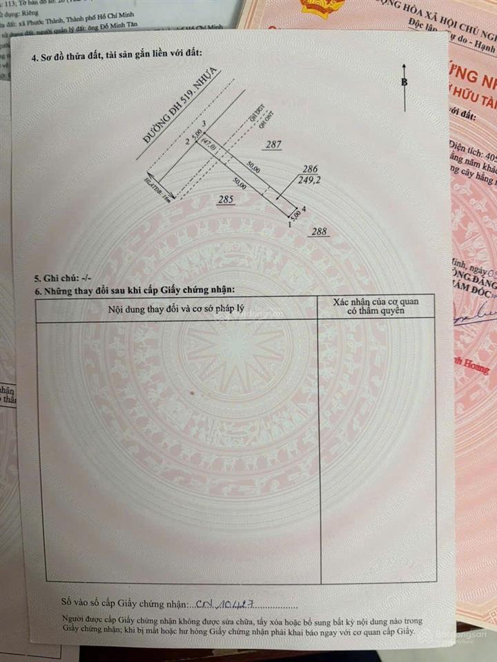 Bán đất mặt tiền dh519 nhựa lớn kinh doanh đa ngành nghề giá 680 triệu